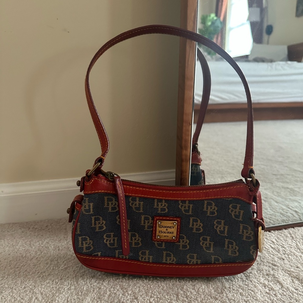 Dooney & Bourke Mini Top Zip Handbag Bag Purse Tote Monogram Logo DN450 VTG DB